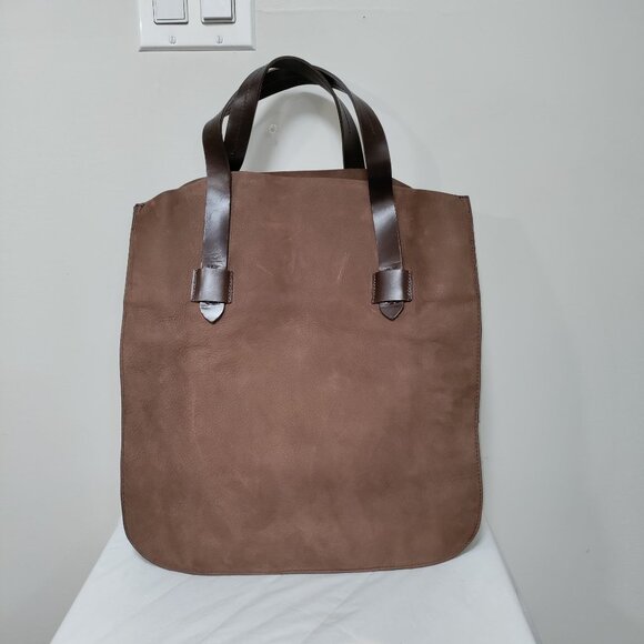 Castor & Pollux Handcrafted Brown Leather Tote Bag With Sturdy Handles - Picture 2 of 13